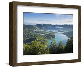 Sete Cidades Village with Lagoa Azul and Lagoa Verde, Sao Miguel Island, Azores, Portugal-Alan Copson-Framed Photographic Print