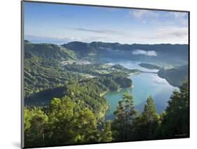 Sete Cidades Village with Lagoa Azul and Lagoa Verde, Sao Miguel Island, Azores, Portugal-Alan Copson-Mounted Photographic Print