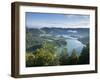 Sete Cidades Village with Lagoa Azul and Lagoa Verde, Sao Miguel Island, Azores, Portugal-Alan Copson-Framed Photographic Print