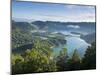 Sete Cidades Village with Lagoa Azul and Lagoa Verde, Sao Miguel Island, Azores, Portugal-Alan Copson-Mounted Photographic Print