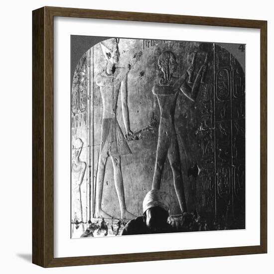 Sethos I and His Son Ramses II Worshiping their Ancestors, Abydos, Egypt, C1900-Underwood & Underwood-Framed Photographic Print