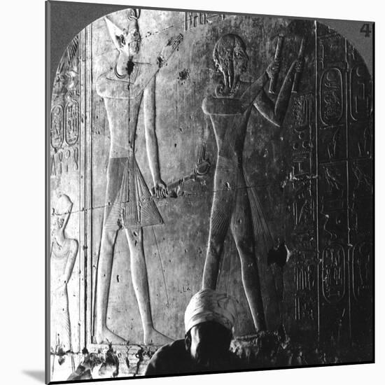Sethos I and His Son Ramses II Worshiping their Ancestors, Abydos, Egypt, C1900-Underwood & Underwood-Mounted Photographic Print