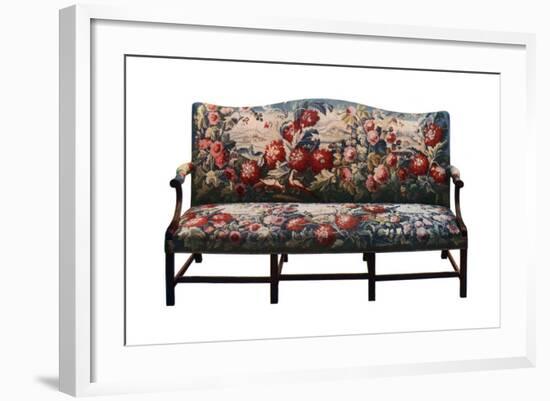 Settee, Belonging to a Suite of Chippendale Furniture Covered in an 18th-Century Tapestry-null-Framed Giclee Print