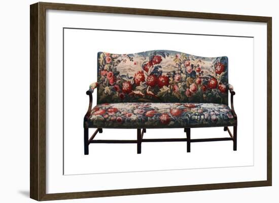 Settee, Belonging to a Suite of Chippendale Furniture Covered in an 18th-Century Tapestry-null-Framed Giclee Print