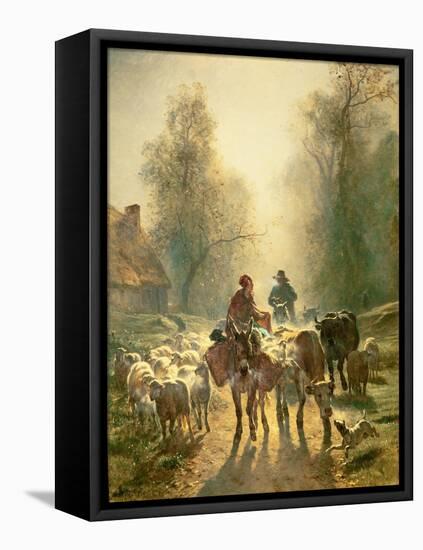 Setting Off for Market-Constant-emile Troyon-Framed Stretched Canvas