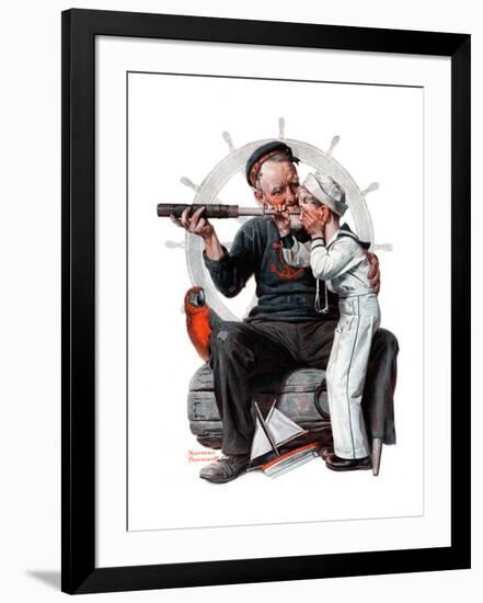 "Setting One's Sights" or "Ship Ahoy", August 19,1922-Norman Rockwell-Framed Giclee Print