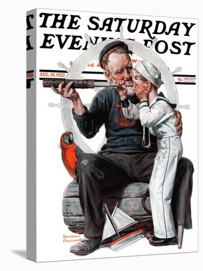 "Setting One's Sights" or "Ship Ahoy" Saturday Evening Post Cover, August 19,1922-Norman Rockwell-Stretched Canvas