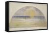 Setting Sun and Fog-Camille Pissarro-Framed Stretched Canvas