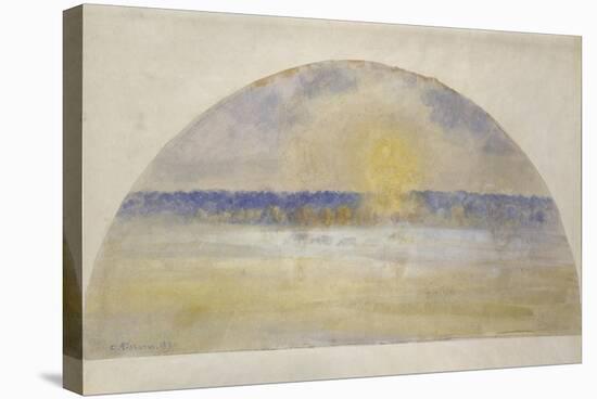 Setting Sun and Fog-Camille Pissarro-Stretched Canvas