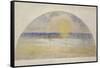 Setting Sun and Fog-Camille Pissarro-Framed Stretched Canvas