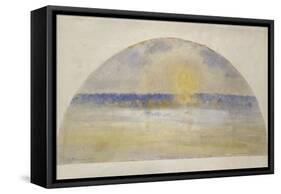 Setting Sun and Fog-Camille Pissarro-Framed Stretched Canvas