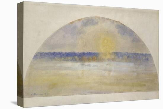 Setting Sun and Fog-Camille Pissarro-Stretched Canvas