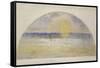 Setting Sun and Fog-Camille Pissarro-Framed Stretched Canvas