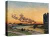 Setting Sun at Ivry, circa 1872-73-Armand Guillaumin-Stretched Canvas