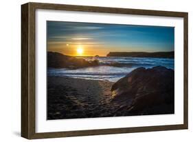 Setting Sun at Polzeath Beach, a Noted Surfers Beach in Cornwall, UK-Amd Images-Framed Photographic Print