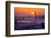 Setting Sun Behind Golden Gate Bridge, Downtown San Francisco-Vincent James-Framed Photographic Print