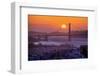 Setting Sun Behind Golden Gate Bridge, Downtown San Francisco-Vincent James-Framed Photographic Print