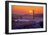 Setting Sun Behind Golden Gate Bridge, Downtown San Francisco-Vincent James-Framed Photographic Print