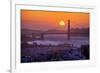 Setting Sun Behind Golden Gate Bridge, Downtown San Francisco-Vincent James-Framed Photographic Print