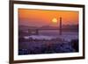 Setting Sun Behind Golden Gate Bridge, Downtown San Francisco-Vincent James-Framed Photographic Print