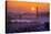 Setting Sun Behind Golden Gate Bridge, Downtown San Francisco-Vincent James-Stretched Canvas