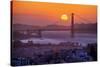 Setting Sun Behind Golden Gate Bridge, Downtown San Francisco-Vincent James-Stretched Canvas