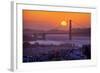 Setting Sun Behind Golden Gate Bridge, Downtown San Francisco-Vincent James-Framed Photographic Print