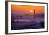 Setting Sun Behind Golden Gate Bridge, Downtown San Francisco-Vincent James-Framed Photographic Print