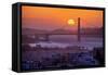 Setting Sun Behind Golden Gate Bridge, Downtown San Francisco-Vincent James-Framed Stretched Canvas