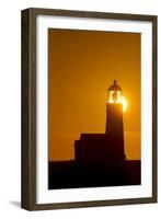 Setting Sun Behind Oregons Oldest Lighthouse at Cape Blanco Sp, Oregon-Chuck Haney-Framed Photographic Print