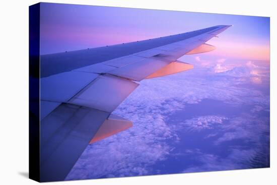 Setting Sun Hitting Airplane Wing-null-Stretched Canvas
