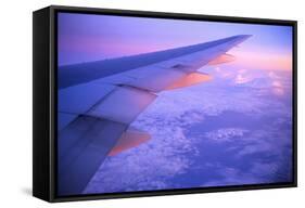 Setting Sun Hitting Airplane Wing-null-Framed Stretched Canvas