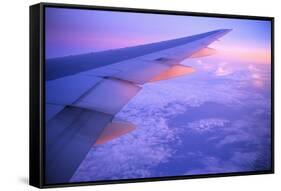 Setting Sun Hitting Airplane Wing-null-Framed Stretched Canvas