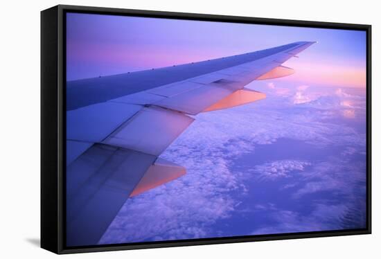 Setting Sun Hitting Airplane Wing-null-Framed Stretched Canvas