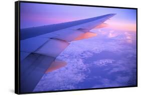 Setting Sun Hitting Airplane Wing-null-Framed Stretched Canvas