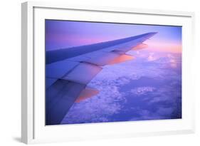 Setting Sun Hitting Airplane Wing-null-Framed Photographic Print