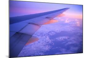 Setting Sun Hitting Airplane Wing-null-Mounted Photographic Print