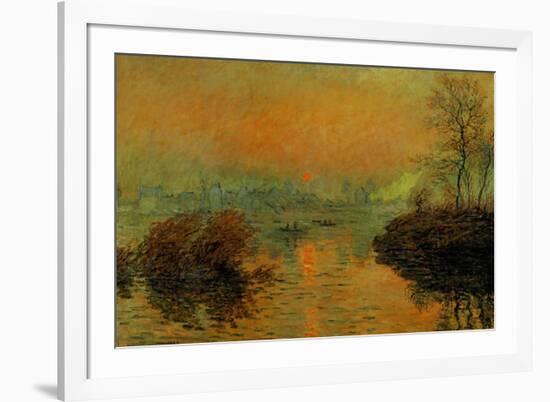 Setting Sun on the Seine at Lavacourt, Effect of Winter, 1880-Claude Monet-Framed Giclee Print