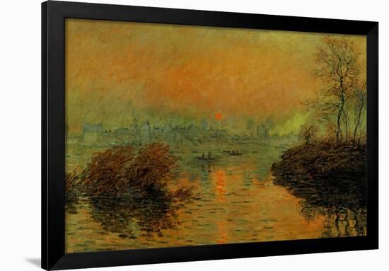 Setting Sun on the Seine at Lavacourt, Effect of Winter, 1880-Claude Monet-Framed Giclee Print