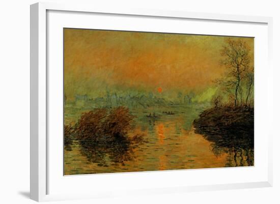 Setting Sun on the Seine at Lavacourt, Effect of Winter, 1880-Claude Monet-Framed Giclee Print