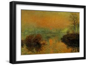 Setting Sun on the Seine at Lavacourt, Effect of Winter, 1880-Claude Monet-Framed Giclee Print