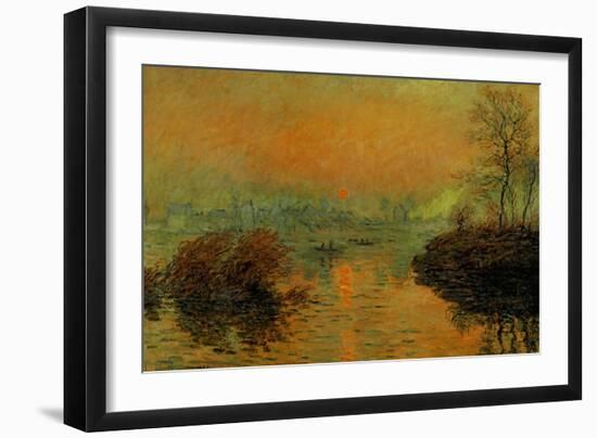 Setting Sun on the Seine at Lavacourt, Effect of Winter, 1880-Claude Monet-Framed Giclee Print