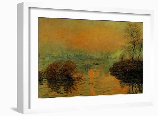 Setting Sun on the Seine at Lavacourt, Effect of Winter, 1880-Claude Monet-Framed Giclee Print