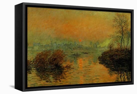 Setting Sun on the Seine at Lavacourt, Effect of Winter, 1880-Claude Monet-Framed Stretched Canvas