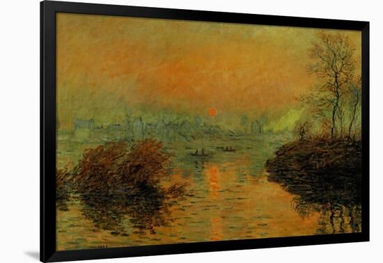 Setting Sun on the Seine at Lavacourt, Effect of Winter, 1880-Claude Monet-Framed Giclee Print