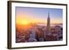 Setting Sun Over Cityscape, Golden Gate Bridge, Downtown San Francisco-Vincent James-Framed Photographic Print