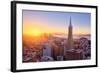 Setting Sun Over Cityscape, Golden Gate Bridge, Downtown San Francisco-Vincent James-Framed Photographic Print