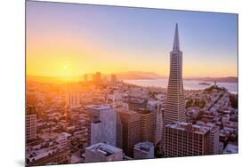 Setting Sun Over Cityscape, Golden Gate Bridge, Downtown San Francisco-Vincent James-Mounted Photographic Print
