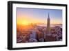 Setting Sun Over Cityscape, Golden Gate Bridge, Downtown San Francisco-Vincent James-Framed Photographic Print