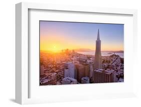 Setting Sun Over Cityscape, Golden Gate Bridge, Downtown San Francisco-Vincent James-Framed Photographic Print